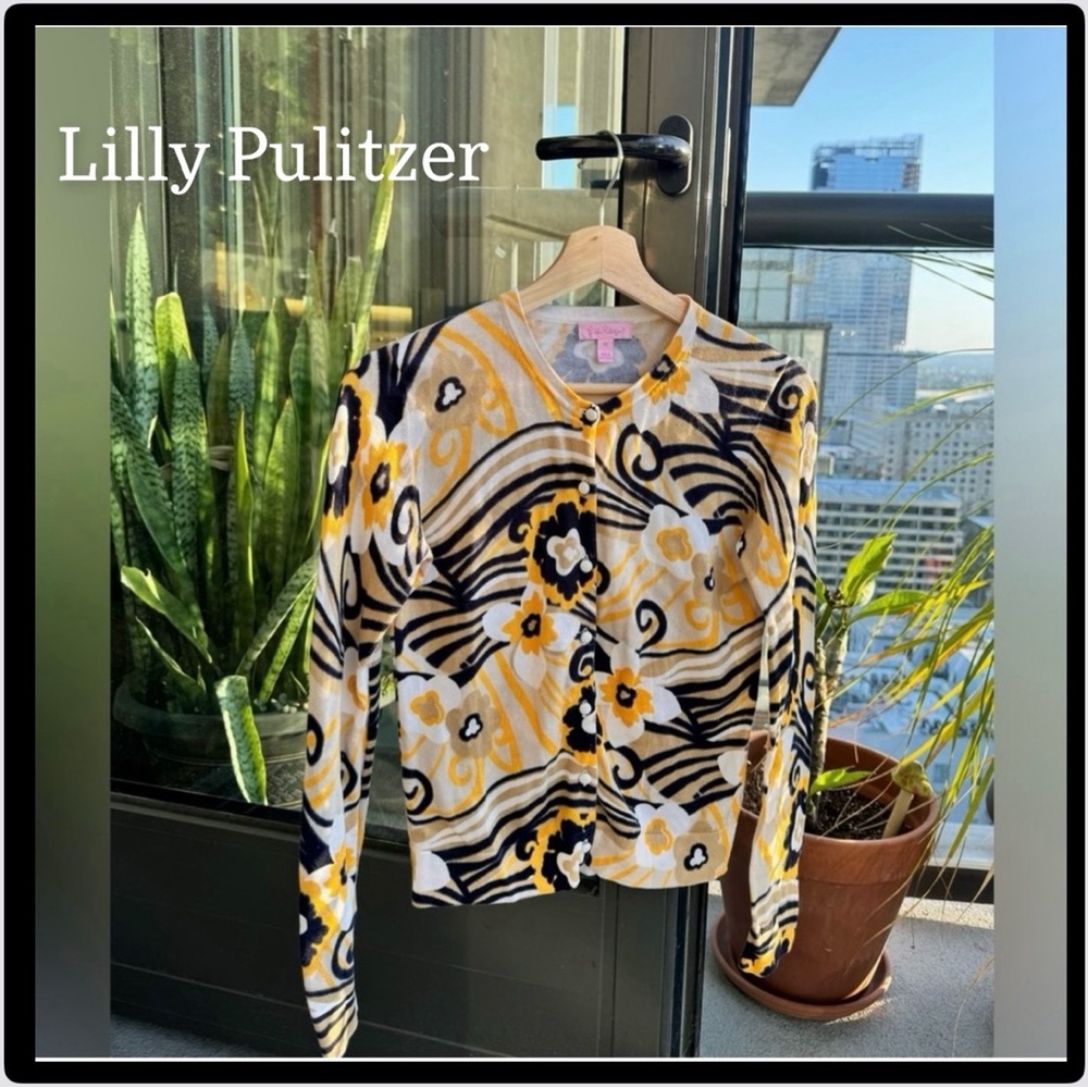 Lilly Pulitzer Floral Button Up Cotton Cardigan - XS